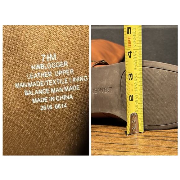 Nine West NW Blogger Women’s Tan Leather Riding Boots Size 7.5 Buckle Zip Tall - Picture 5 of 8